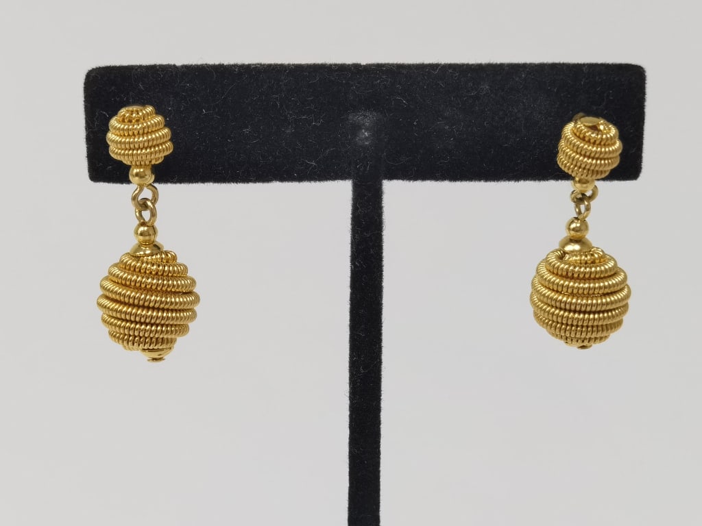 Pr. of Costume Gold Tone Earrings (1 of 2)