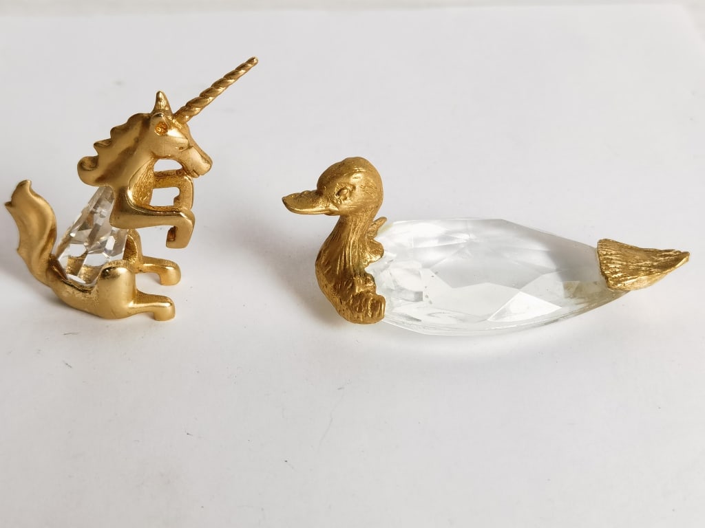 (2) Vintage Swarovski Crystal Figurines: (2) Vintage Swarovski Crystal Figurines, 2.25in by 3.5in