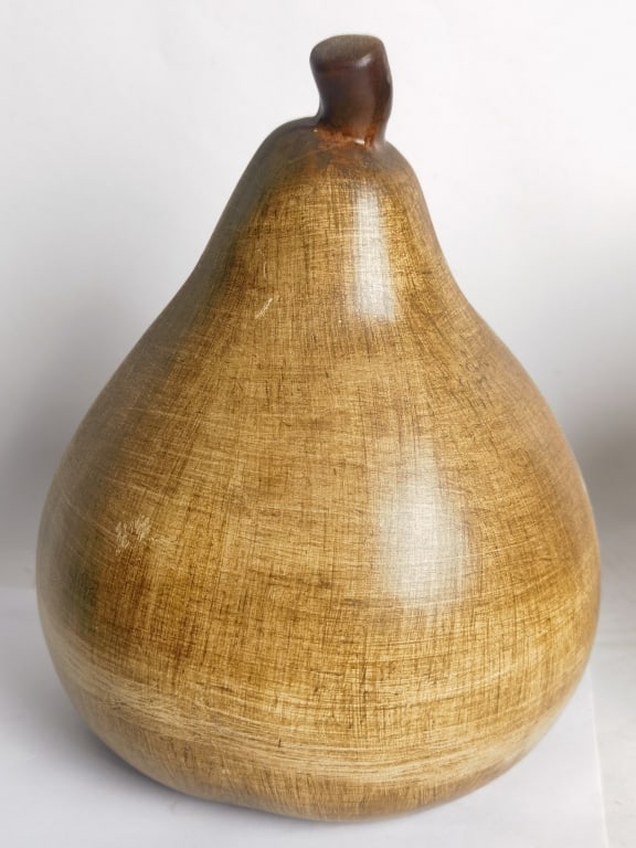 Large Pottery Brown Pear Decor (1 of 2)