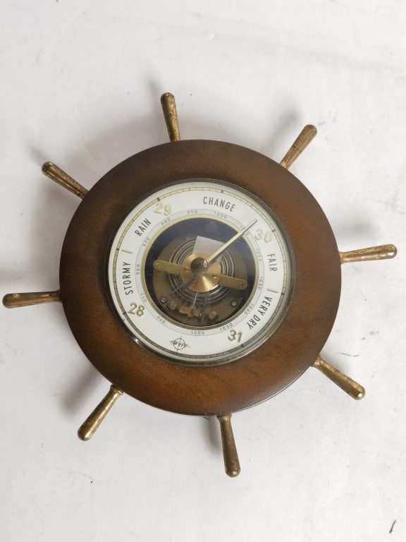 Vintage Swift West Germany Wood Wheel Barometer (1 of 4)