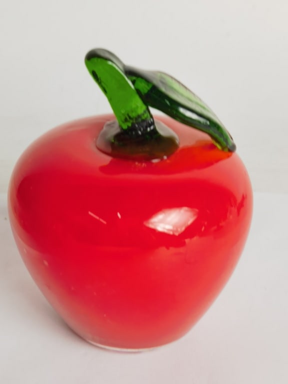 Vintage Red Art Glass Apple Paperweight (1 of 3)