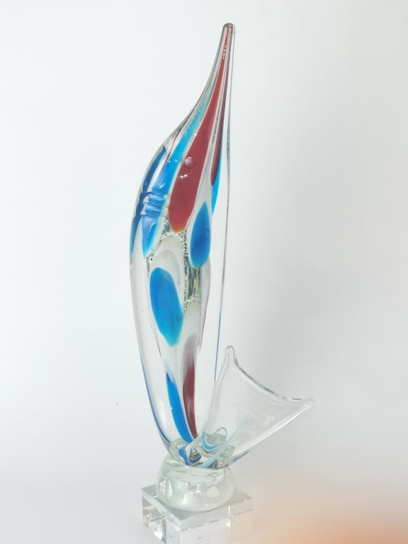 Vintage Murano Italy Multi-Color Glass Fish: Vintage Murano Italy Multi-Color Glass Fish, 18.5in by 6.5in