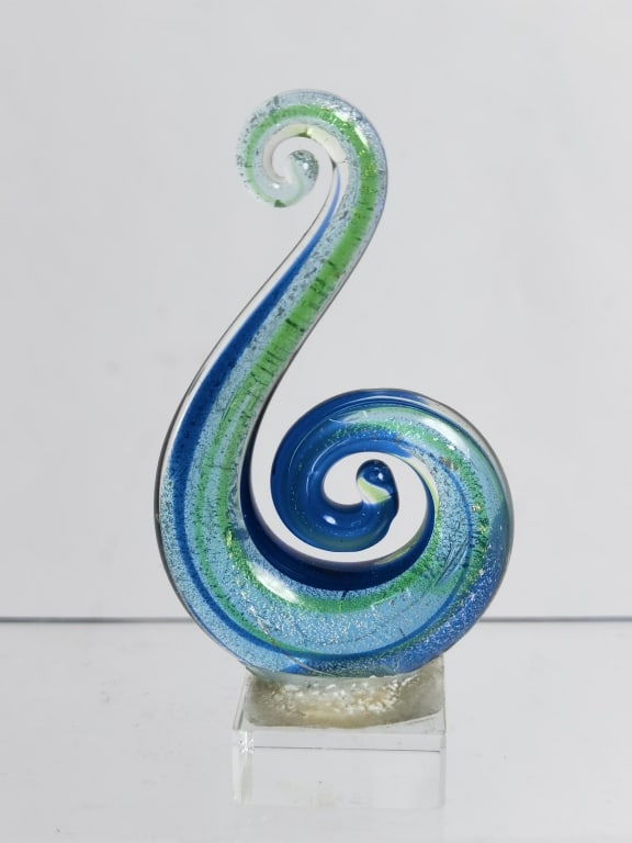 Vintage Murano italy Blue/Green Swirl Glass Sculpt: Vintage Murano italy Blue/Green Swirl Glass Sculpture, 3.5in