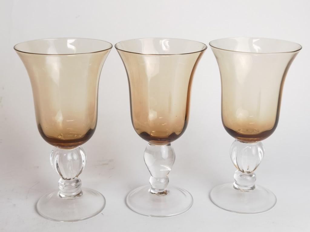 (3) Lenox Colore Amber Glass Water Goblets (1 of 4)