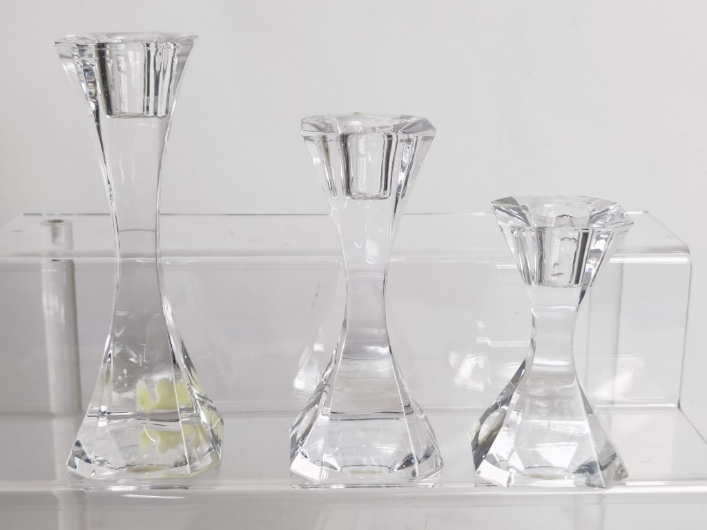 (3) Vintage Villeroy & Boch Crystal Candlesticks: (3) Vintage Villeroy & Boch Crystal Candlesticks, 6.25in