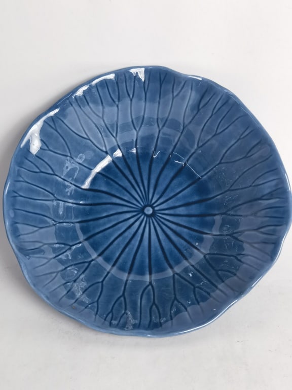 Vintage Louis Poppytrail Blue Lotus Bowl: Vintage Louis Poppytrail Blue Lotus Bowl, 2.75in by 11in