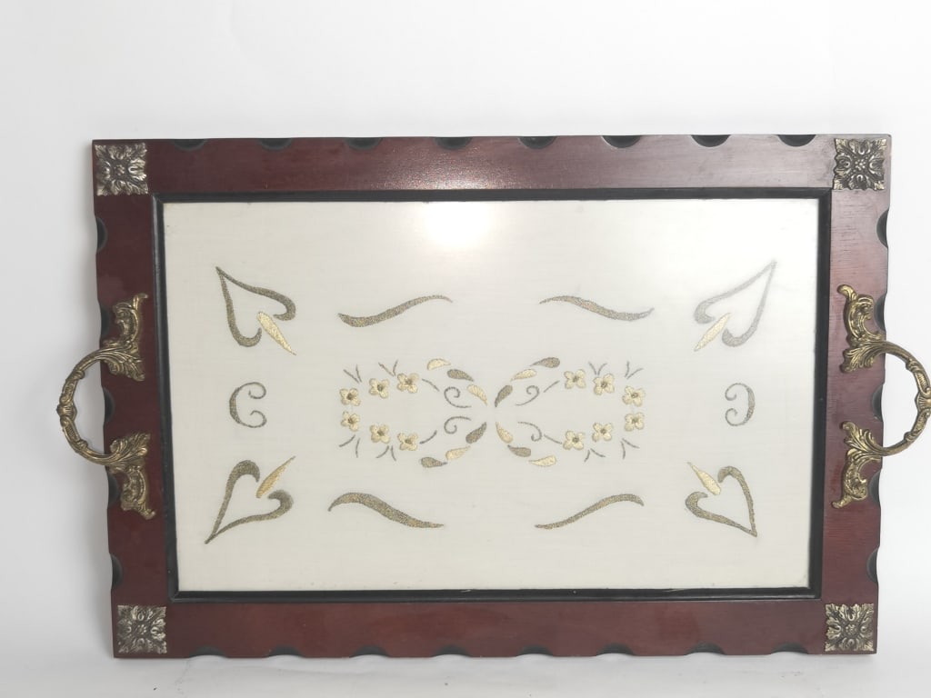 Vintage Serving Tray with Embroidery (1 of 4)