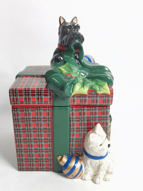 Vintage David's Cookies Scottie Westie Dogs Cookie: Vintage David's Cookies Scottie Westie Dogs Cookie Jar, 10.5in by 7in