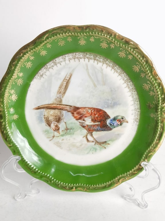 Vintage Austria Porcelain Bird Cabinet Plate: Vintage Austria Porcelain Bird Cabinet Plate, 8.5in