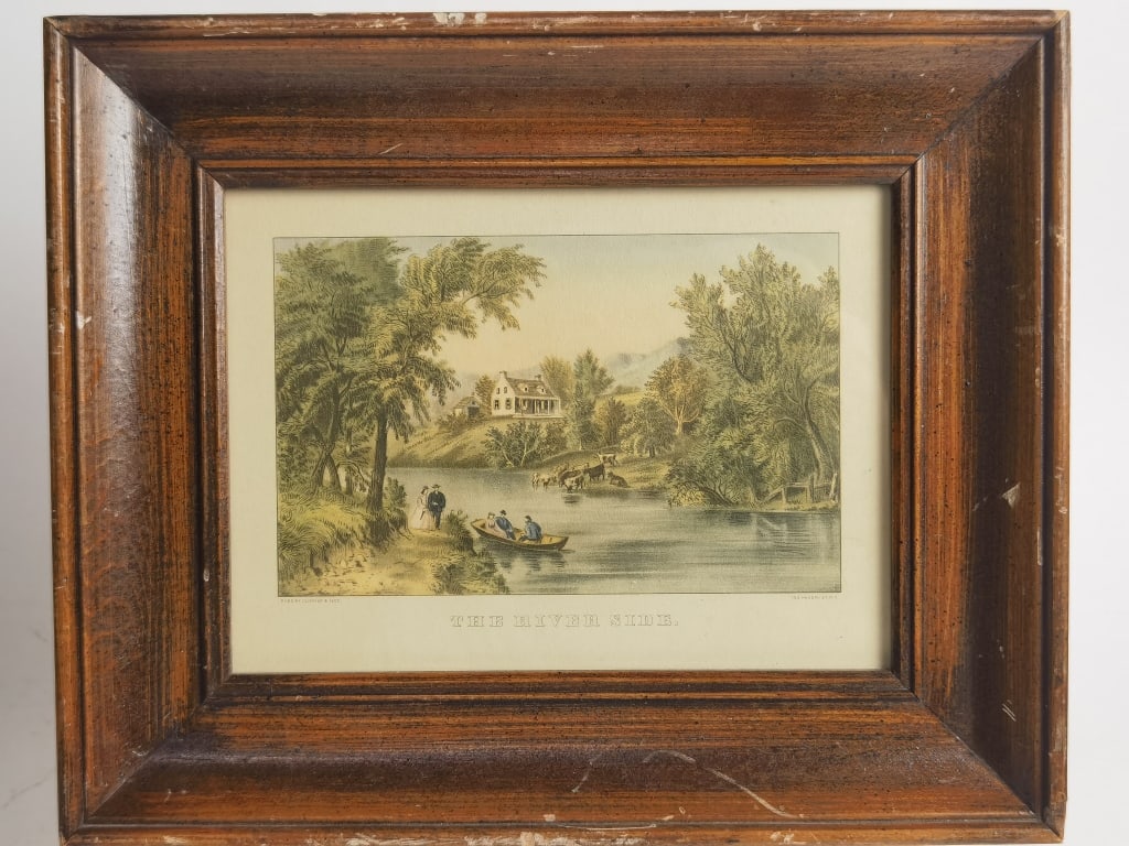 Currier & Ives "The River Side" Print: Currier & Ives "The River Side" Print, 9.25in by 11.5in