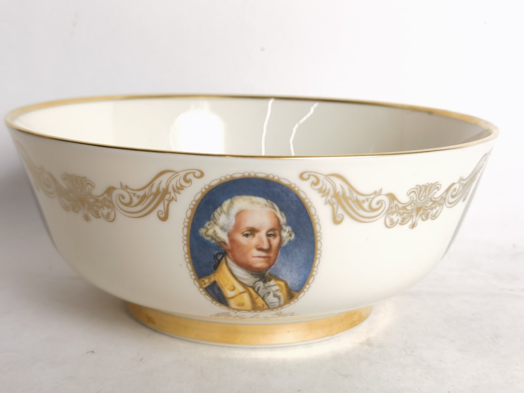 Vintage Lenox Porcelain The Patriot Bowl: Vintage Lenox Porcelain The Patriot Bowl, 3.75in by 9.25in