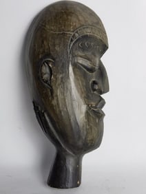 Large Vintage African Hand Carved Wooden Head