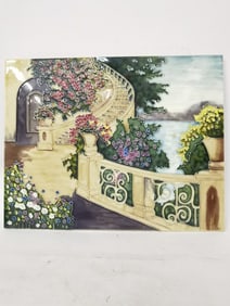 Vintage Enameled Porcelain Tile Art