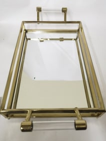 Vintage Metal Frame Mirrored Two-Handle Tray