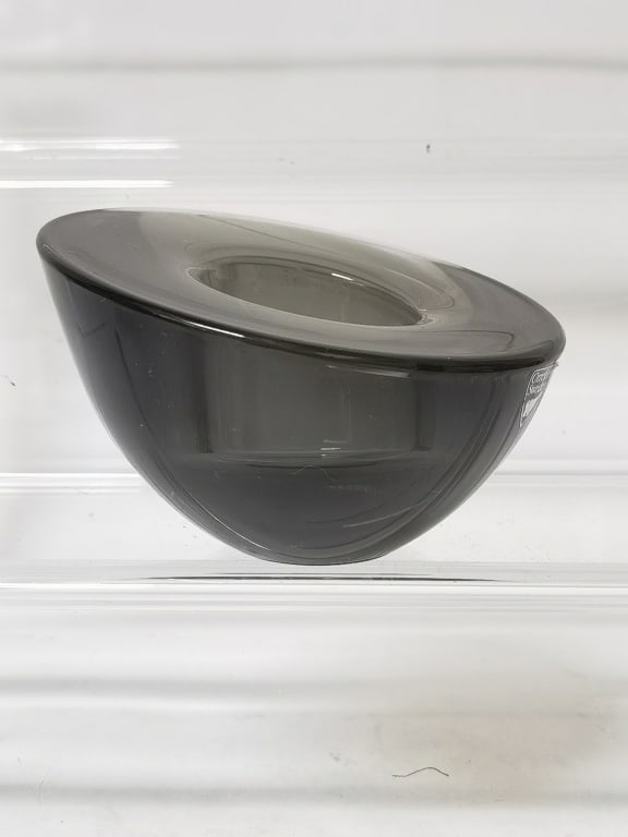 Orrefors Sweden Smokey Glass Delight Votive: Orrefors Sweden Smokey Glass Delight Votive, 4 1/8in