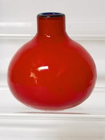 Red Glass Bulbous Vase