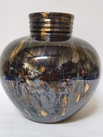 Black Metallic Art Glass Vase