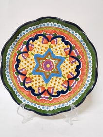 Vintage Rias Mexico Hand Painted Pottery Plate