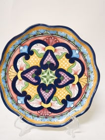 Vintage Hernandez Mexico Hand Painted Pottery Plate