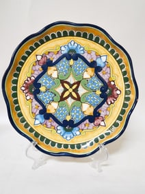 Vintage Hernandez Mexico Hand Painted Pottery Plat