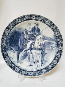 Boch Belgium Delft Carriage Riding Porcelain Plate