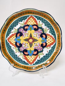 Vintage Rias Mexico Hand Painted Pottery Plate