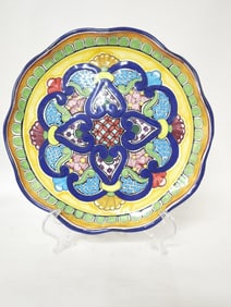 Vintage Hernandez Mexico Hand Painted Pottery Plat