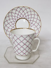 Set of USSR Hand Painted Gilt Porcelain Cup/Saucer