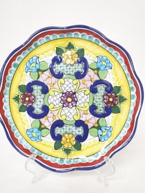 Vintage Hernandez Mexico Hand Painted Pottery Plat