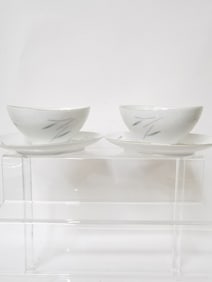 Pr. of Fein Bayreuth Bavaria Porcelain Saucer Bows
