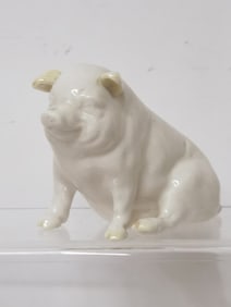 Vintage Belleek Porcelain Pig Figurine