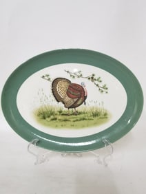 Porcelain Green Rim Turkey Oval Plate