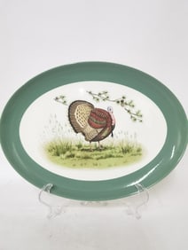 Porcelain Green Rim Turkey Oval Plate