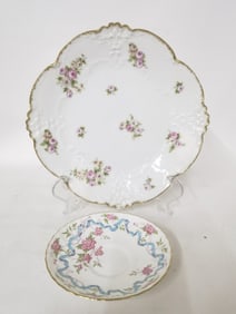 (2) Vintage England/France Porcelain Floral Plates