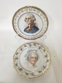 (2) Vintage Germany Hand Painted Porcelain Plates