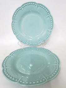 (2) Matceramica Porcelain Light Blue Plates
