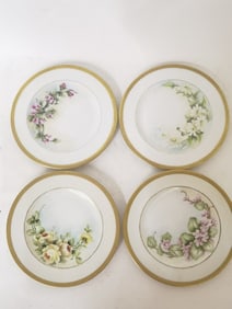 (4) Hutschenreuther Seth Porcelain Gilt Floral Pla