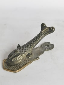 Vintage Solid Brass Loi Fish Paper Clip