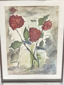 Vintage Flower Watercolor Painting by B. Drey