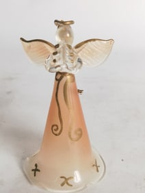 Vintage Orange Pink Art Glass Angel