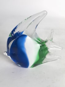 Vintage Murano Italy Blue/White/Green Glass Fish
