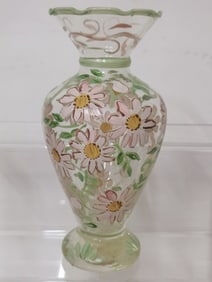 Vintage Fenton Hand Painted Floral Glass Vase
