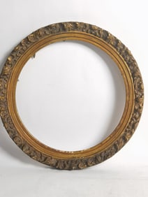 Vintage Gilt Wood Carved Round Frame