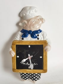Vintage Chef Pig Wall Clock