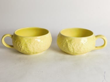 (2) Vintage Secla Portugal Porcelain Yellow Cups