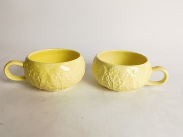 (2) Vintage Secla Portugal Yellow Cabbage Cups