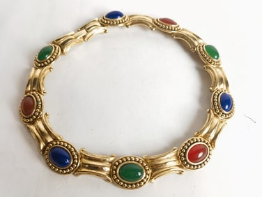 Costume Gold Tone Stone inlay Necklace