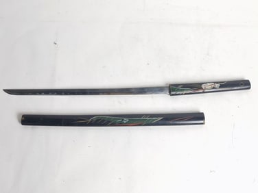 Vintage Japanese Painted Wood Cover Katana