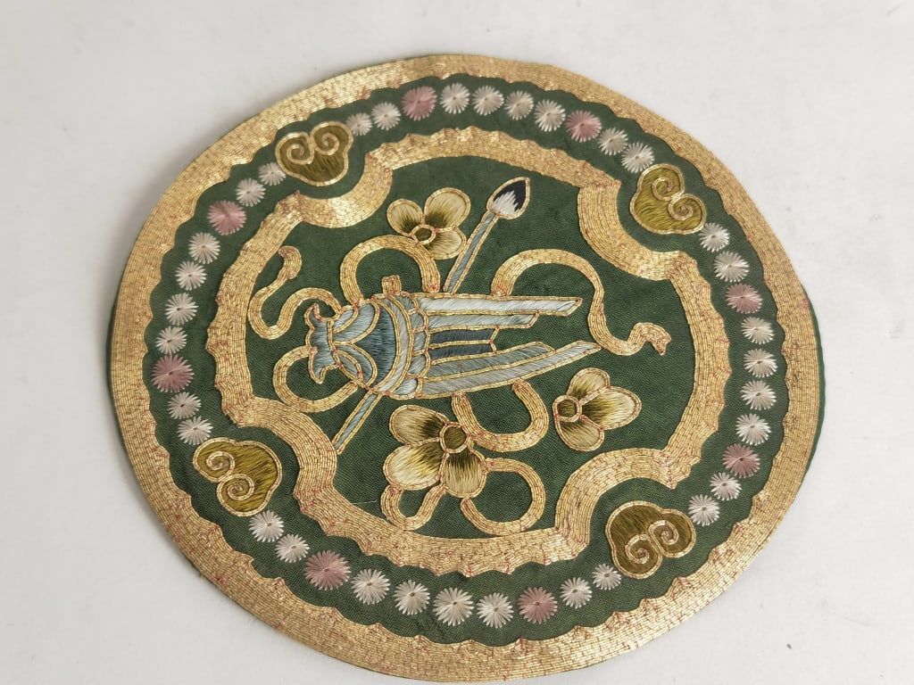 Vintage Chinese Gold Thread Embroidery (1 of 2)