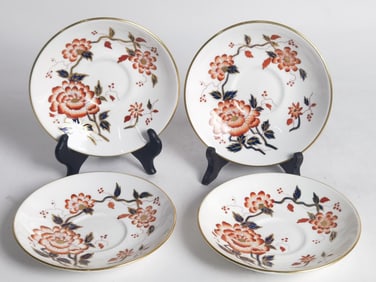 (4) Vintage Crown Staffordshire Imari Coral Plates